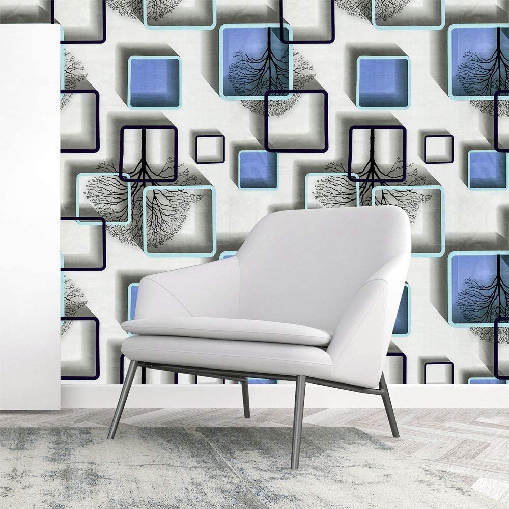 45 x 500 CM Rectangle Blue wallpapers for kitchen oil proof roll | kitchen self stickers sheet | wallpaper stickers | kitchen platform sheets | kitchen platform sticker (Set of 1)