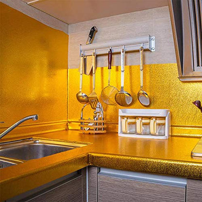 60 x 200 CM Golden Curly wallpapers for kitchen oil proof roll | kitchen self stickers sheet | wallpaper stickers | kitchen platform sheets | kitchen platform sticker (Set of 2)